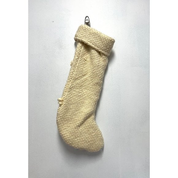 Anthropologie Chunky Knit Ivory Cozy Bobble Stocking - Holiday Christmas - Picture 3 of 3